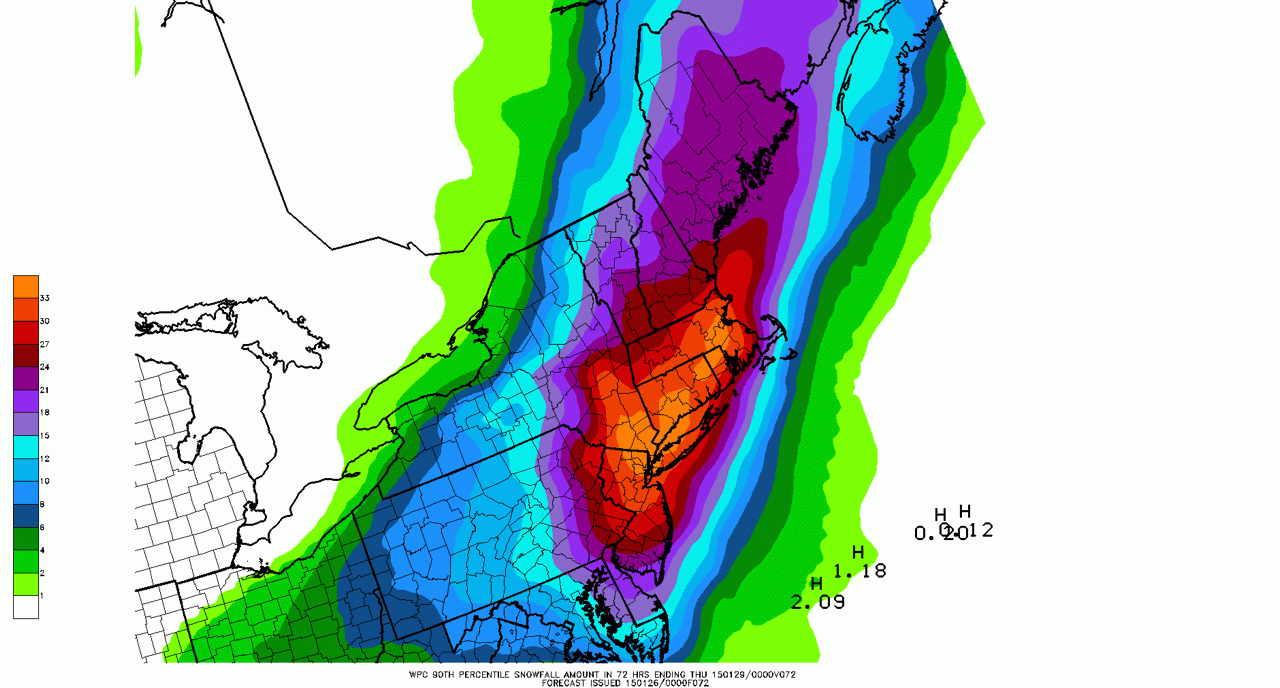 Image result for January 2015 snowfall forecast