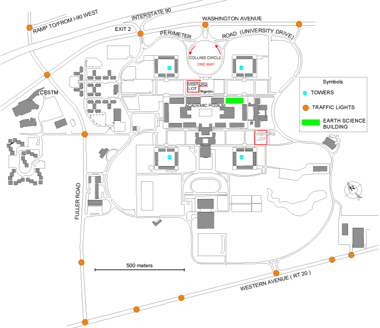Map Of University At Albany Uptown Campus Showing Location Of