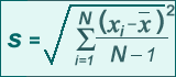 Formula for computing standard deviation.