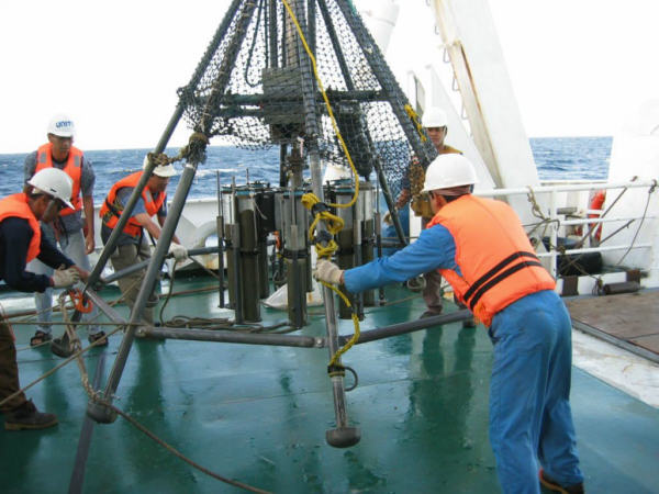 Recovered Multicore on the deck of the R.V. Baruna Jaya VIII