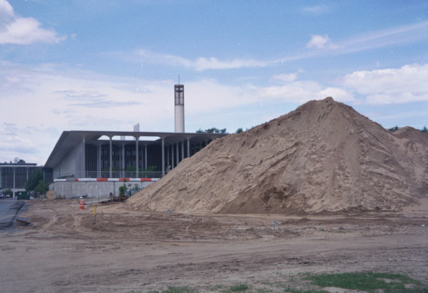 sand pile removed from the Life Sciences basement mimics the dunes that used to exist here